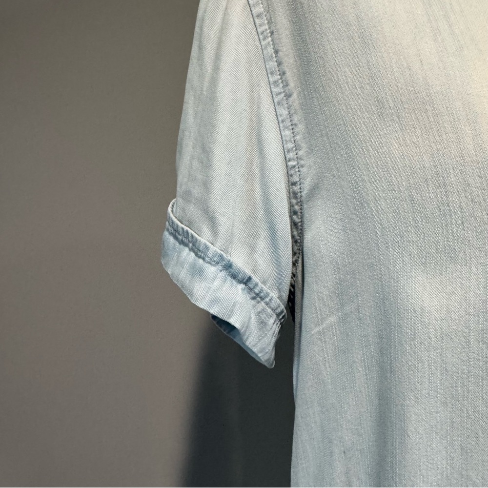 Rails Vintage Wash Chambray Short Sleeve Shirt Dress Lace Up Front Coastal S - Picture 5 of 14